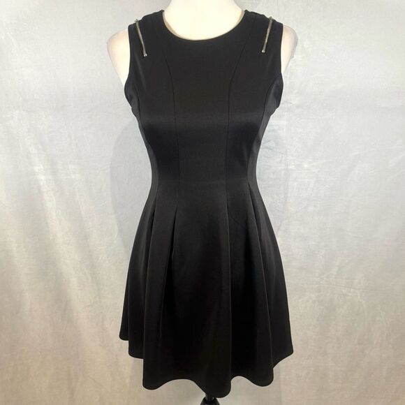 Hot Gal black zipper sleeve fit and flare mini dress size small - Picture 1 of 5